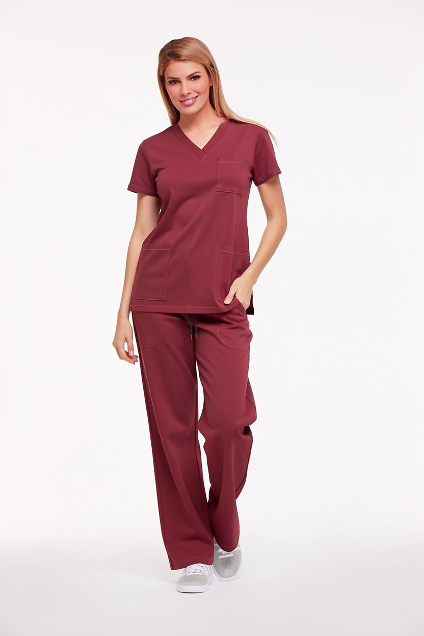 Bordo Hemşire Forması & Scrubs Takımları