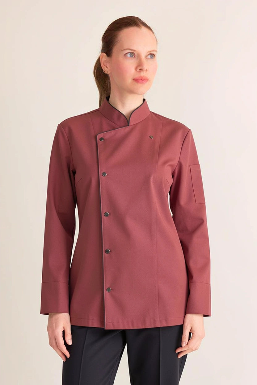 Bordo Aşçı Üniforma Takımı - Likralı Modern Kesim